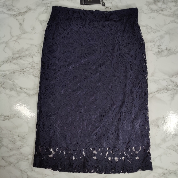NWT Adrianna Papell Blue Moon Navy Lace Pencil Skirt Size Small - Picture 7 of 10
